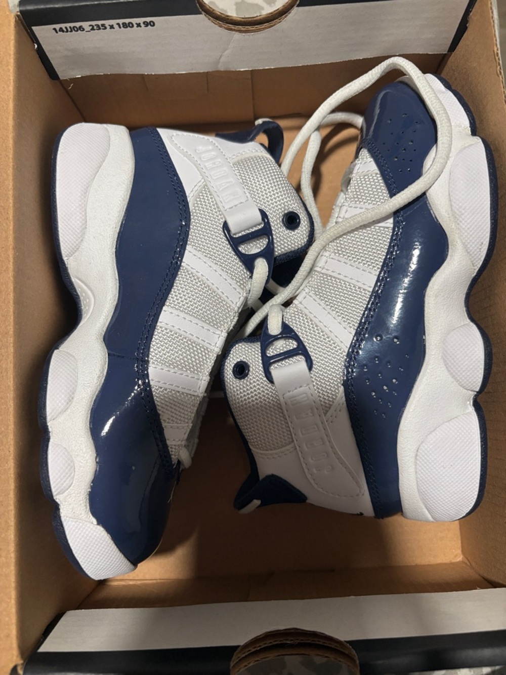 Jordan Kids Navy and White Low-Top Sneakers